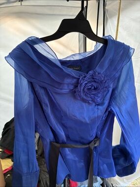 Jessica Howard Satin Evening Top Sz XL Sash Floral